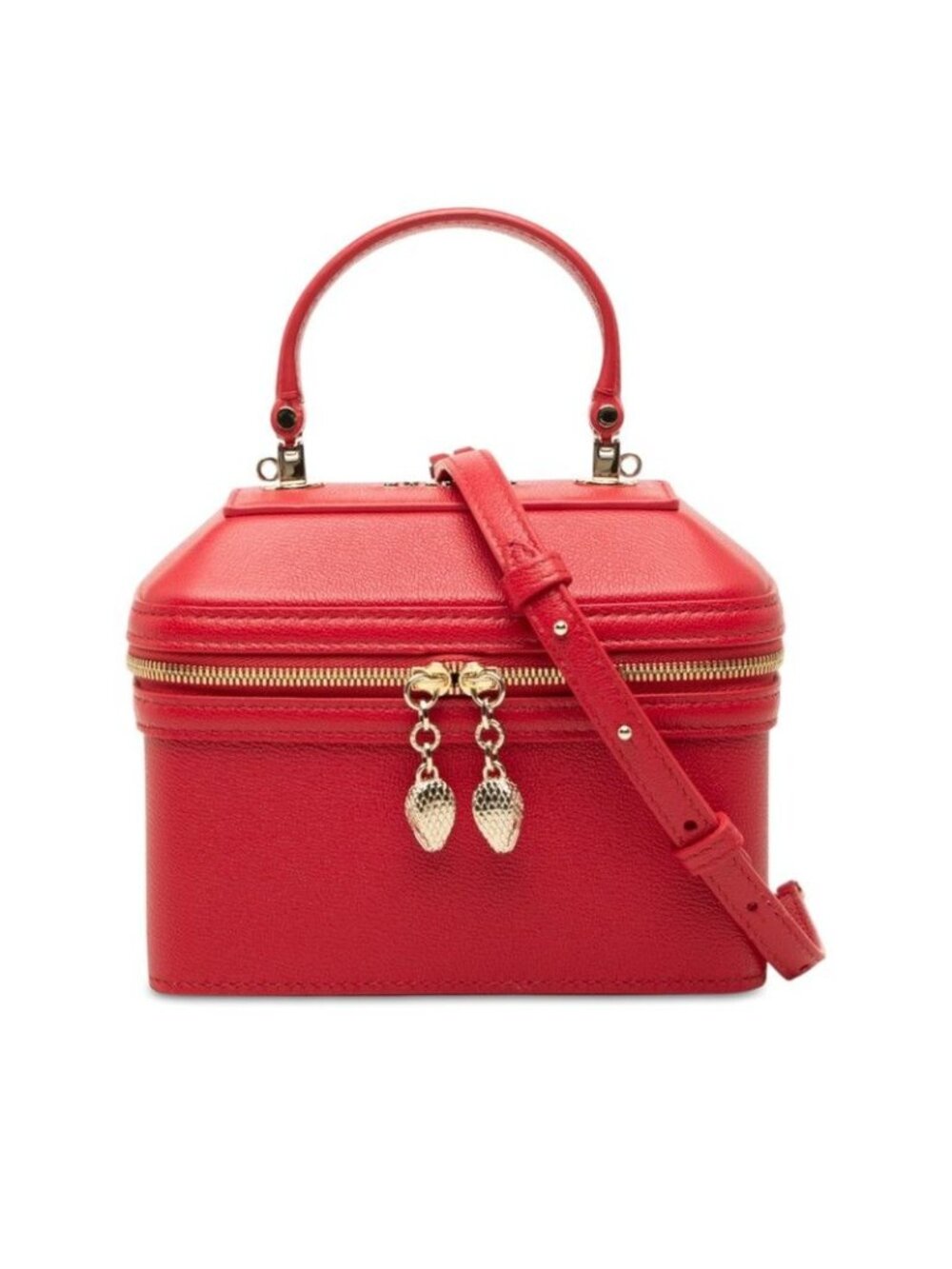 Bvlgari Serpenti Vanity 2-Way Crossbody Shoulder Bag Red Leather